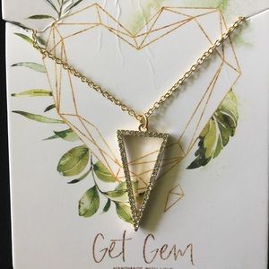 NWT Get Gem gold-plated necklace with CZ pendant